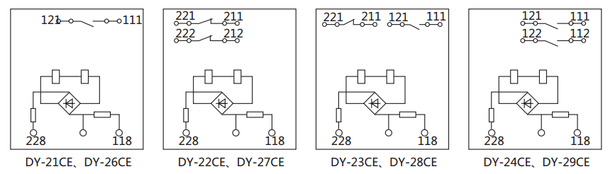 DY-23CE電壓繼電器內部接線及外引接線圖